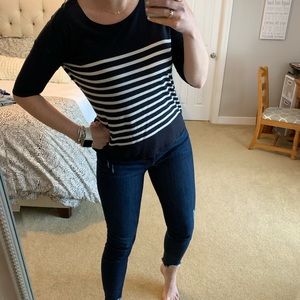 LOFT navy and white striped t-shirt